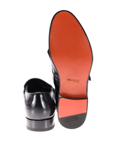 Shop Santoni Leather Loafers With Fringes In Black