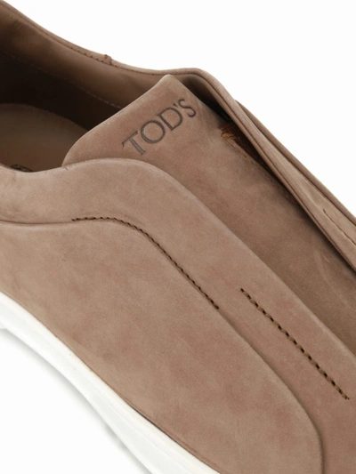 Shop Tod's Nubuck Slip-ons In Taupe