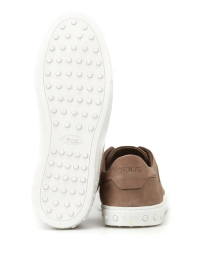 Shop Tod's Nubuck Slip-ons In Taupe
