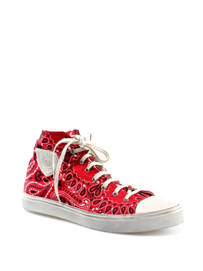 Shop Saint Laurent Bedford Mid Top Red Bandana Sneakers