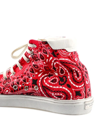 Shop Saint Laurent Bedford Mid Top Red Bandana Sneakers