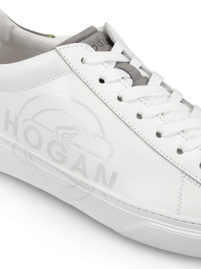 Shop Hogan H365 Logomania Leather Low Top Sneakers In White