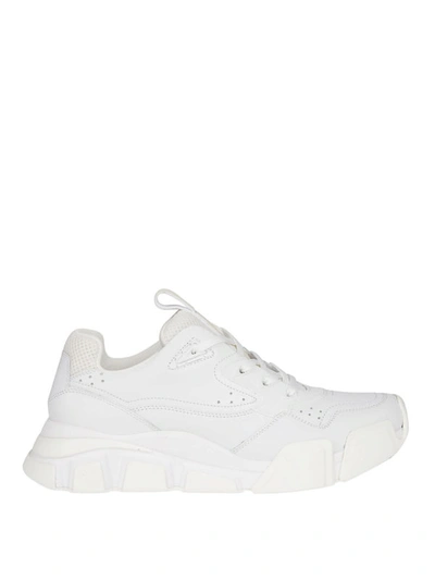 Shop Ferragamo Total White Leather Mid Top Sneakers