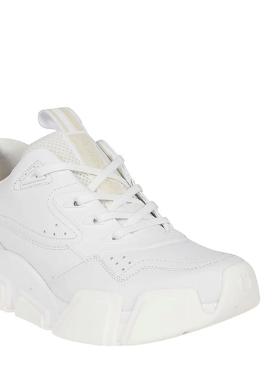 Shop Ferragamo Total White Leather Mid Top Sneakers