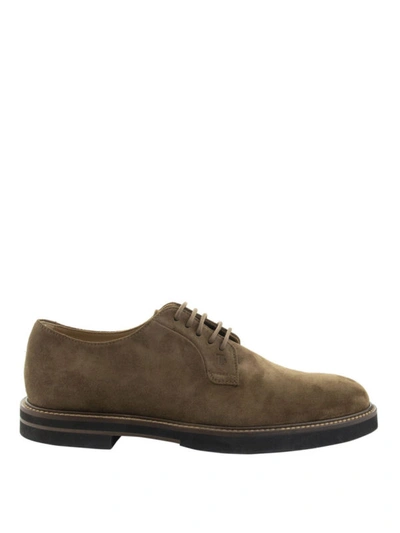 Shop Tod's Brown Suede Lace-ups