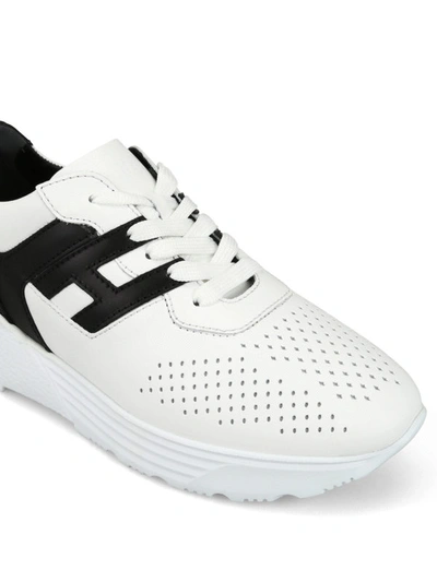 Shop Hogan Two-tone Leather Active One Sneakers In White