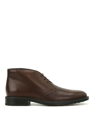 Shop Tod's Brown Leather Desert Boots