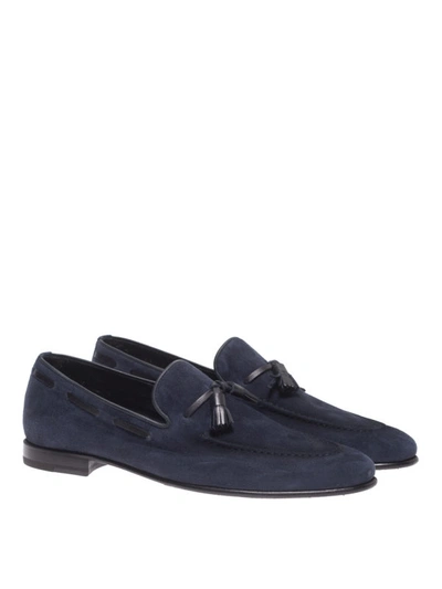 Shop Barrett Blue Suede Tapered Toe Loafers
