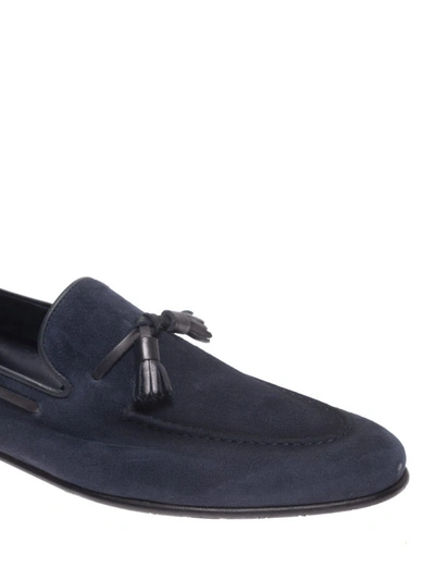 Shop Barrett Blue Suede Tapered Toe Loafers