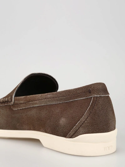 Shop Tod's Shaded Suede Casual Loafers In Brown