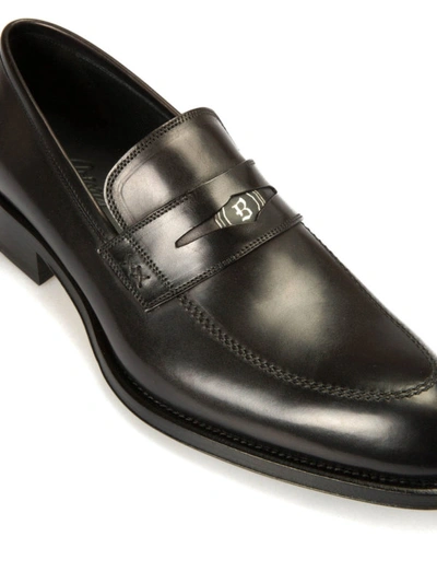 Shop Brioni Polished Leather Loafers In Black