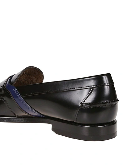 Shop Prada Leather Loafers With Contrasting Band In Black