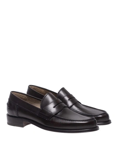 Shop Barrett New Box Leather Loafers In Dark Brown