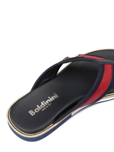 Shop Baldinini Tricolour Leather Flip Flops In Multicolour