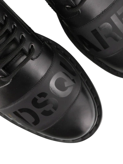 Shop Dsquared2 Logo Leather Ankle Boots In Black