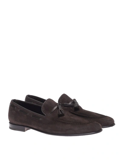 Shop Barrett Dark Brown Suede Tapered Toe Loafers