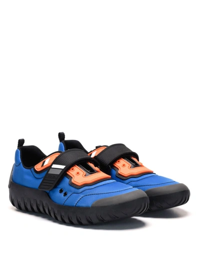 Shop Prada Nylon And Rubber Sneakers In Blue