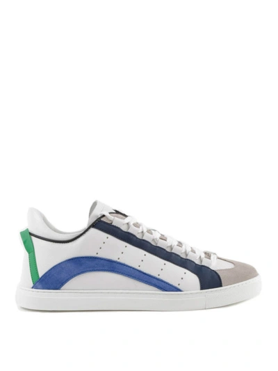Shop Dsquared2 551 Blue And Green Bands Sneakers In White