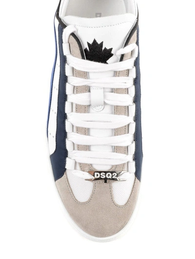 Shop Dsquared2 551 Blue And Green Bands Sneakers In White