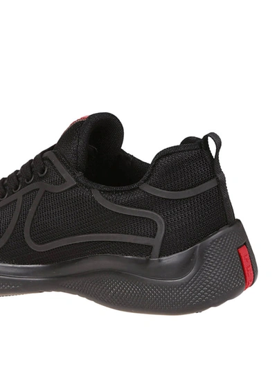 Shop Prada Black Technical Fabric Sneakers With Rubber