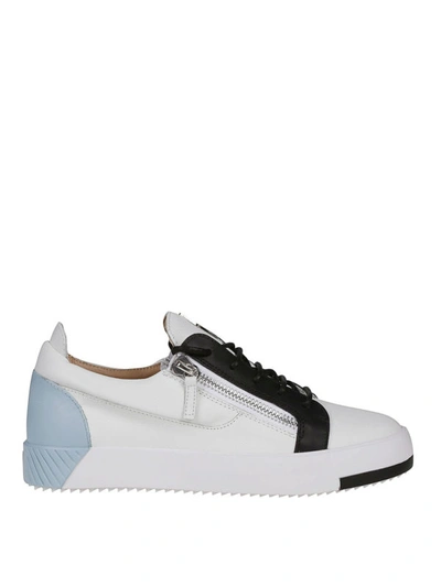 Shop Giuseppe Zanotti Frankie Colour Block Leather Sneakers In White
