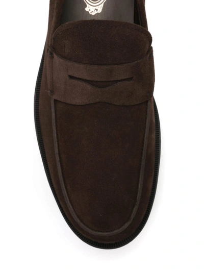 Shop Tod's Gomma Suede Loafers In Brown