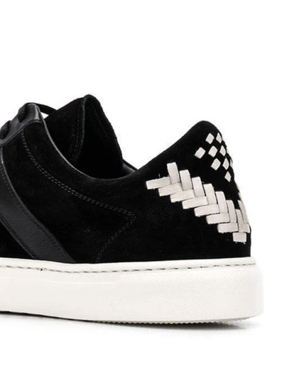 Shop Bottega Veneta Woven Detail Leather And Suede Sneakers In Black