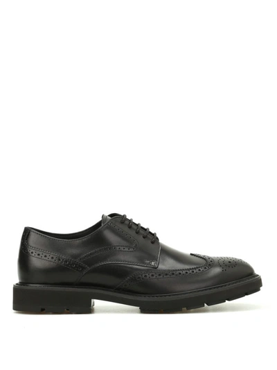 Shop Tod's Glossy Leather Brogued Lace-ups In Black