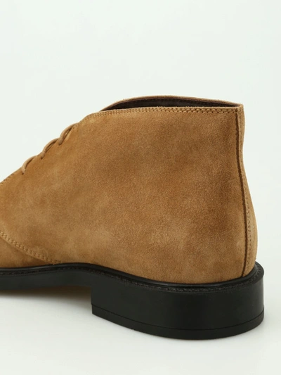 Shop Tod's 45a Suede Desert Boots In Beige