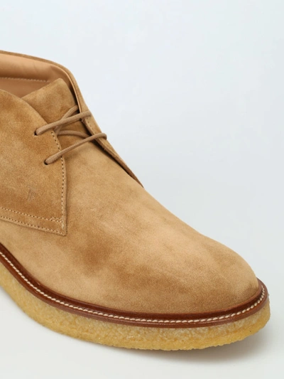 Shop Tod's Light Brown Suede Desert Boots