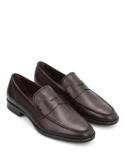 Shop Tod's Leather Loafers In Brown