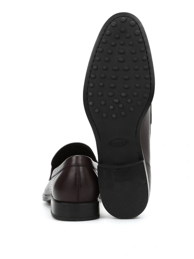 Shop Tod's Leather Loafers In Brown