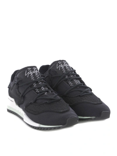 Shop Y-3 Harigane Mesh And Leather Sneakers In Black