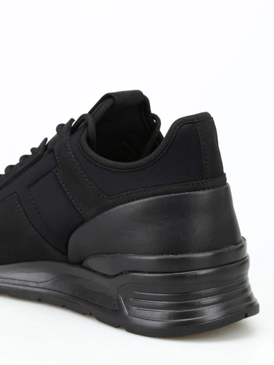 Shop Tod's Black Nubuck And Neoprene Sneakers