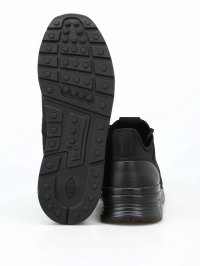 Shop Tod's Black Nubuck And Neoprene Sneakers