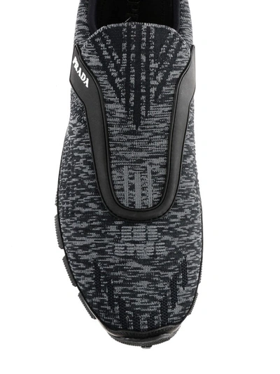 Shop Prada Crossection Techno Fabric Slip-on Sneakers In Black