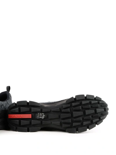 Shop Prada Crossection Techno Fabric Slip-on Sneakers In Black