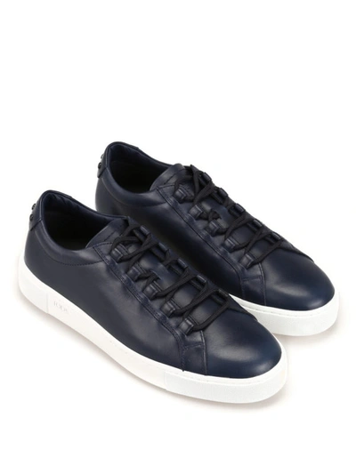 Shop Tod's Gommini Blue Leather Low Top Sneakers