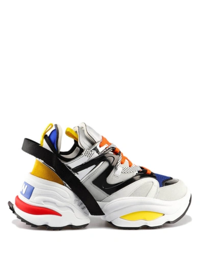 Shop Dsquared2 The Giant Colour Block Leather Sneakers In Multicolour