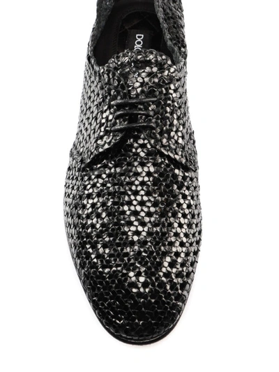 Shop Dolce & Gabbana Black Woven Leather Derby Shoes