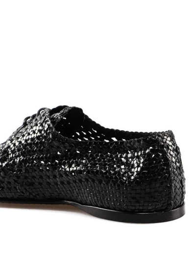 Shop Dolce & Gabbana Black Woven Leather Derby Shoes