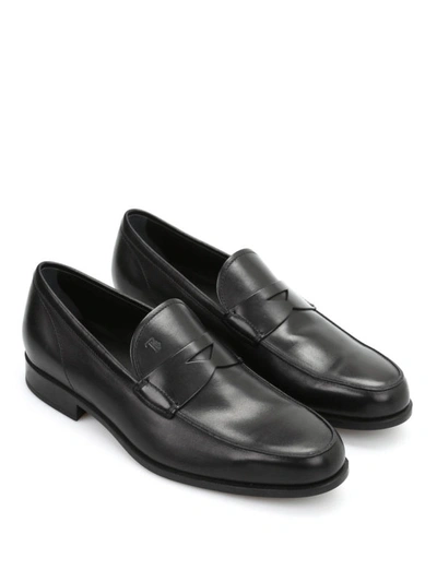 Shop Tod's Leather Loafers In Black