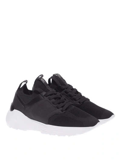 Shop Hogan Active One Black Tech Fabric Sneakers