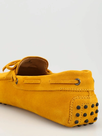 Shop Tod's New Laccetto Mustard Yellow Suede Loafers In Dark Yellow