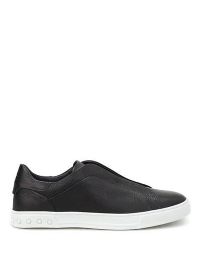 Shop Tod's Hammered Leather Slip-ons In Dark Blue