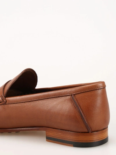 Shop Tod's Shaded Leather Loafers In Brown