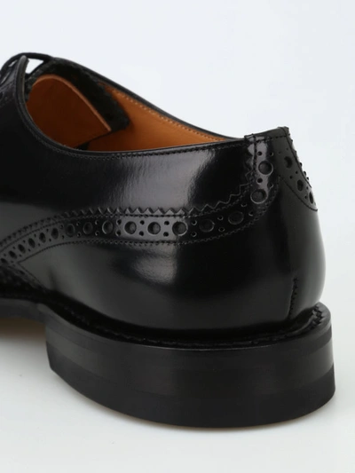 Shop Church's Ramsden Polished Fume Leather Derby Brogues In Black
