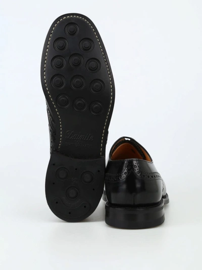 Shop Church's Ramsden Polished Fume Leather Derby Brogues In Black