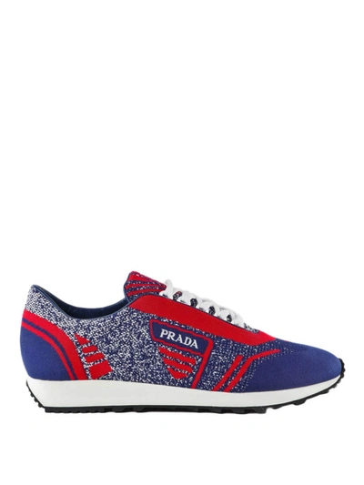 Shop Prada Low Top Knit Jacquard Fabric Sneakers In Multicolour