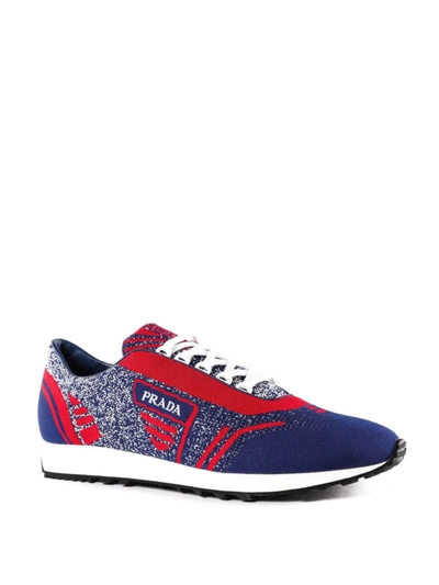 Shop Prada Low Top Knit Jacquard Fabric Sneakers In Multicolour